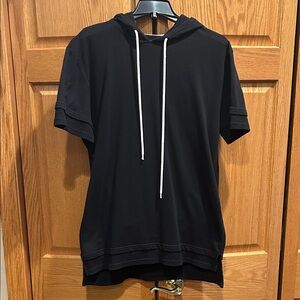 Black Short Sleeve Hoodie for Men